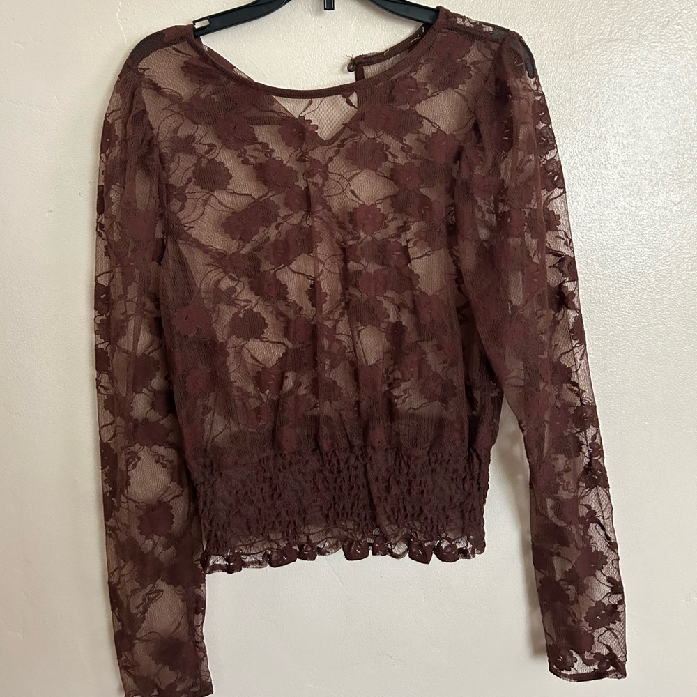Woman’s two piece brown blouse